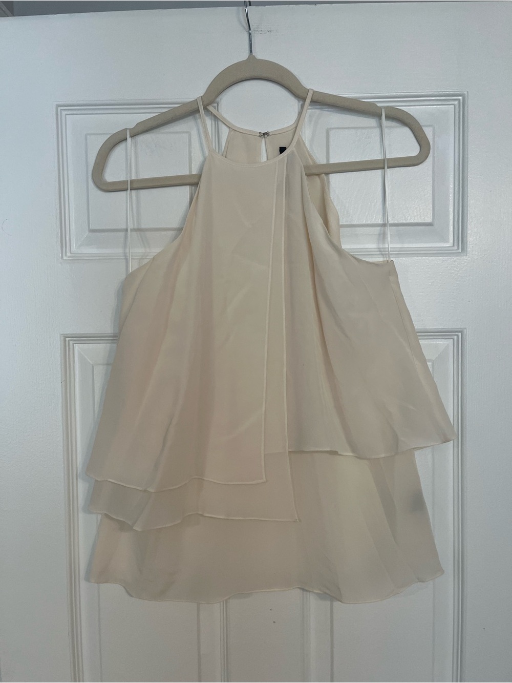 JAYGODFREY 100% Silk Cream Layered Chiffon Halter Top